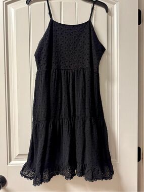art class Black Eyelet Dress with Hot Pink Accent